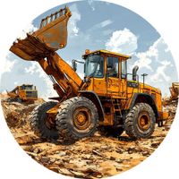 Opłatek na tort Urodziny Koparka Spych Spychacz Ładowacz Maszyna Budowlana