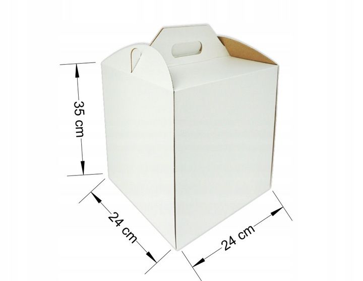 Karton pudełko na tort ciasto 24x24x35 cm BIAŁE opakowanie BARDZO MOCNE zdjęcie 3