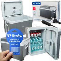 MOCNA LODÓWKA TURYSTYCZNA PRZENOŚNA SAMOCHODOWA 12V 230V UCHWYT KÓŁKA 37L