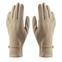 BETLEWSKI Rękawiczki damskie pięciopalczaste do smartfona dotykowe welwet