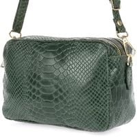 Ciemno Zielona  Skórzana Listonoszka Damska Włoska Croco Kuferek Beltimore P12