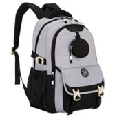 szaro-czarny plecak szkolny z poliestru z dodatkową saszetką - peterson