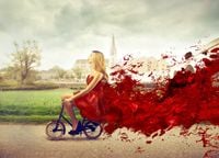 FOTOTAPETA KOBIETA NA ROWERKU VINTAGE 380x256