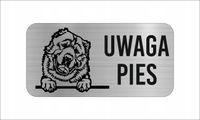 GRAWER Tabliczka nierdzewna 20x10 UWAGA PIES Owczarek środkowoazjatycki