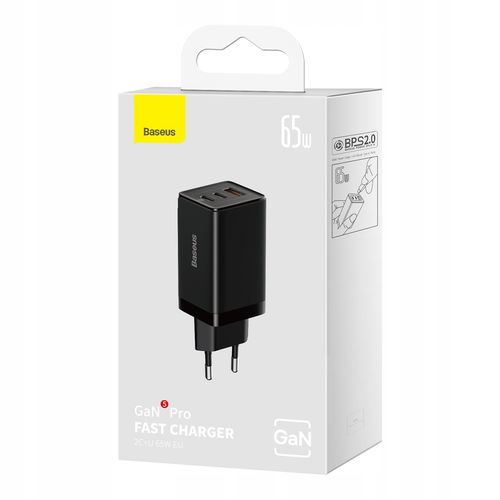 Ladowarka Baseus GaN5 pro 65W EU Kabel USB-C 1m (black) na Arena.pl