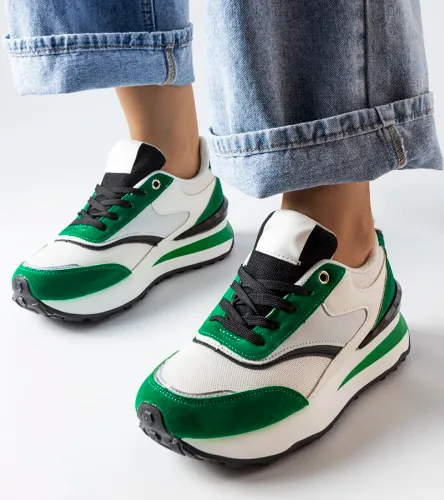 Biało-zielone sneakersy na platformie Doirons 41 na Arena.pl