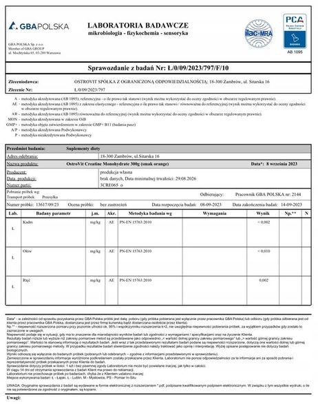 OstroVit Creatine Monohydrate 300 g KREATYNA zdjęcie 6