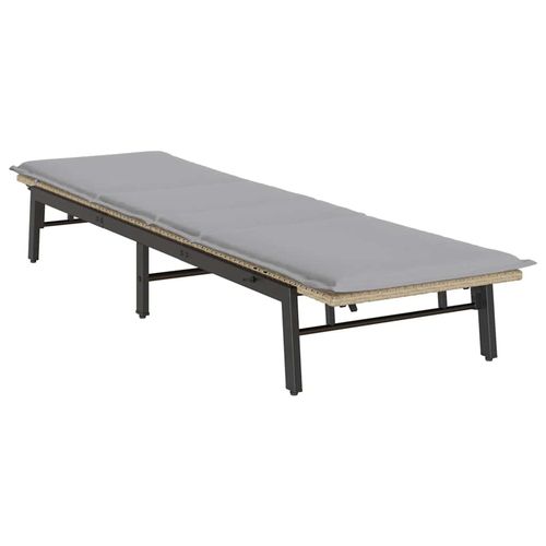 Leżak z poduszką, beżowy, polirattan na Arena.pl