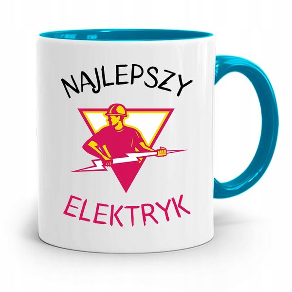 Kubek Błękitny Najlepszy Prezent Dla Elektryka Z Nadrukiem Ze Zdjęciem zdjęcie 1