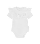 Body białe z falbanką, krótki rękaw  86
