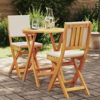 Składany zestaw Bistro z poduszkami z litego drewna akacjowego