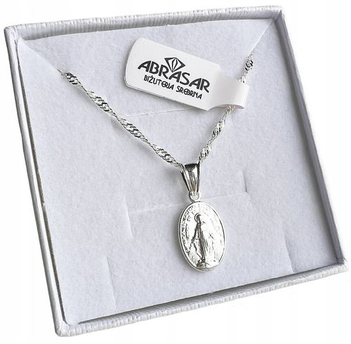 Medalik komunijny Matka Boska Cudowna srebro 925 40cm na Komunię na Chrzest na Arena.pl