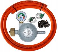 WĄŻ GAZU 2m+ REDUKTOR GAZOWY BUTLI 11kg MANOMETR + komplet uszczelek