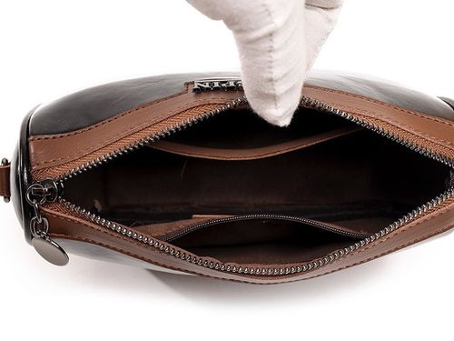 Torebka BRĄZOWA Klasyczna POJEMNA Damska Nerka na Ramię Pasek Wzorki na Arena.pl