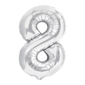balon foliowy srebrny cyfra 8 100cm urodziny bal