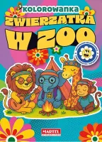 Zwierzątka w zoo. Kolorowanka z naklejkami