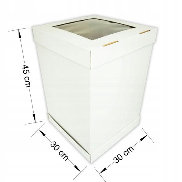 Karton na wysoki tort pietrowy 30x30x45 cm z okienkiem BARDZO MOCNE pudełko zdjęcie 3