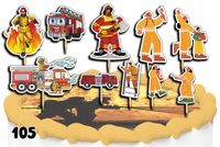 TOPPERY NA TORT OZDOBNE DEKORACJA ZESTAW - STRAŻ STRAŻAK 10szt.