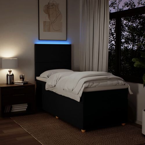 Łóżko kontynentalne z materacem, czarne, tkanina, 80x200 cm na Arena.pl