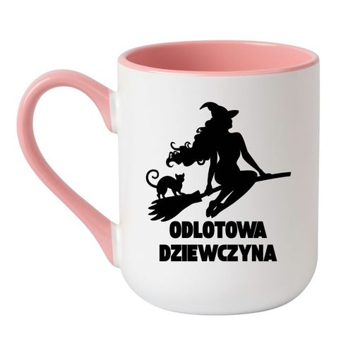 KUBEK "ODLOTOWA DZIEWCZYNA" Wzór - Elegant Coffee Różowy 330 ml na Arena.pl