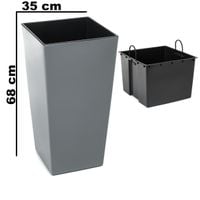 Doniczka wysoka z wkładem połysk Szary H 680 mm