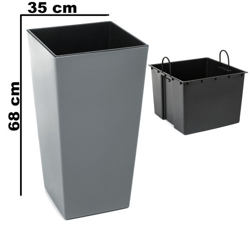 Doniczka wysoka z wkładem połysk Szary H 680 mm na Arena.pl