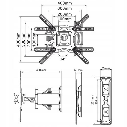 Solidny Obrotowy Uchwyt do Telewizora TV LCD OLED 32'-55' VESA Cert na Arena.pl