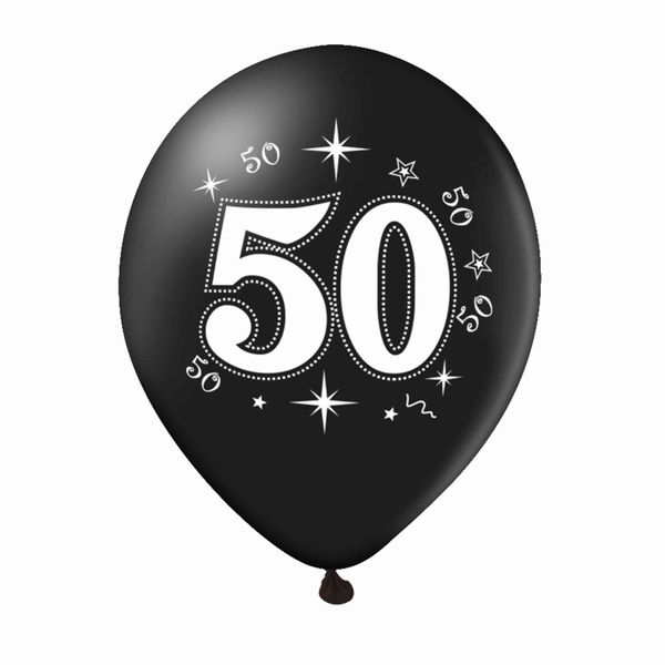 Balony na 50 urodziny czarne i złote, 30 cm 10 szt. na Arena.pl