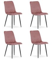 Krzesło różowe aksamit welurowe LAVA czarne nogi do jadalni kuchni x4