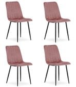 Krzesło różowe aksamit welurowe LAVA czarne nogi do jadalni kuchni x4