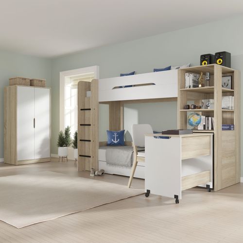 Funkcjonalna szafa Samoa-Fuji 165 cm dąb sonoma / biały mat na Arena.pl