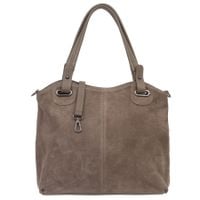 VERA PELLE torebka damska zamszowa shopper z paskiem na ramię V714 taupe