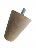 Krótka noga meblowa drewniana toczona bukowa stożek niska 6 cm ze śrubą M8