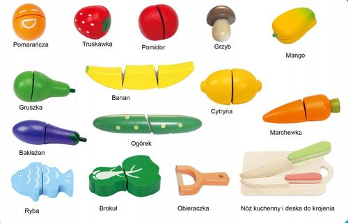 Zestaw DREWNIANYCH Warzyw Owoców Do KROJENIA NA RZEP MEGA ZESTAW NA PREZENT na Arena.pl
