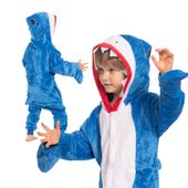 Piżama Dla Dzieci Dziecięca Kigurumi Onesie Kostium Niebieski Rekin 125-135