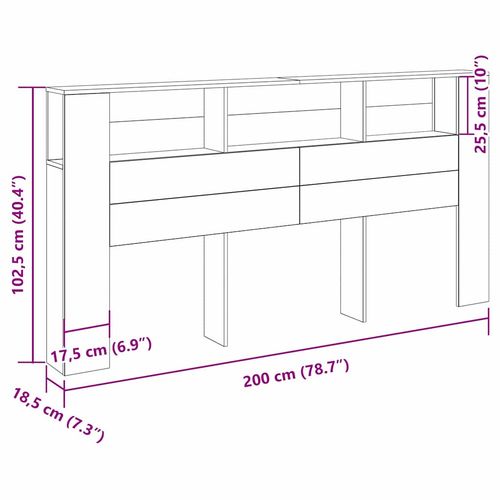 Szafka z zagłówkiem Czarny dąb 200 x 18,5 x 104,5 cm na Arena.pl