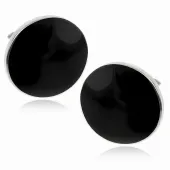 ELEGANCKIE SREBRNE OKRĄGŁE KOLCZYKI KÓŁKA 12MM CZARNY ONYKS SREBRO 925