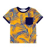 T-shirt z kieszonką w niebieskie liście 104/110