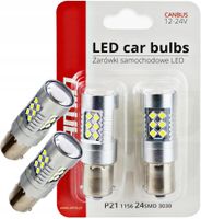 ŻARÓWKI COFANIA P21W BA15s LED MOCNE Z SOCZEWKĄ CAN-BUS BIAŁE 12V 24V KPL