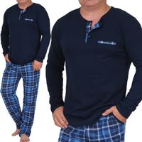 PIŻAMA MĘSKA z dekoltem na 3 guziki i kieszonką spodnie z kieszeniami - 2XL