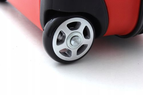 Mała czerwona wytrzymała walizka na 2 kołach z ABS Bubule idealna na wyjazd na Arena.pl