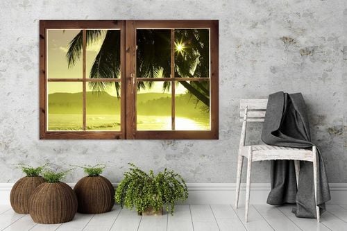 Deco Panel, Okno - morze i palma 60x40 na Arena.pl