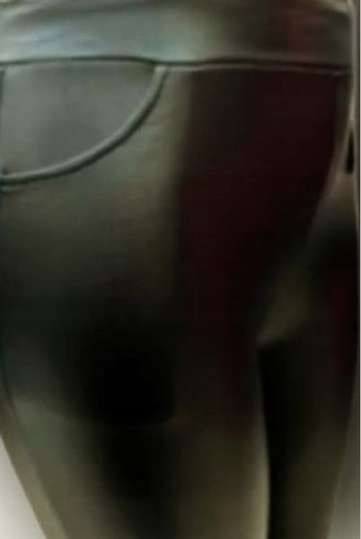 LEGGINSY Spodnie lekko ocieplone Eko Skóra czarne wysoki stan XL/2XL zdjęcie 3