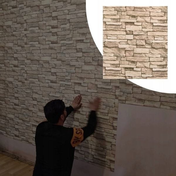 x10 PANELE ŚCIENNE SAMOPRZYLEPNE KAMIEŃ CEGŁA TAPETA MUR IMITACJA 3D zdjęcie 12