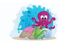 60X40CM FIOLETOWA OŚMIORNICA OBRAZ