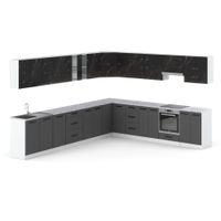 Kuchnia Duża Nowoczesna Modułowa Blat 6.8m Biały San Sebastian Szary Mat