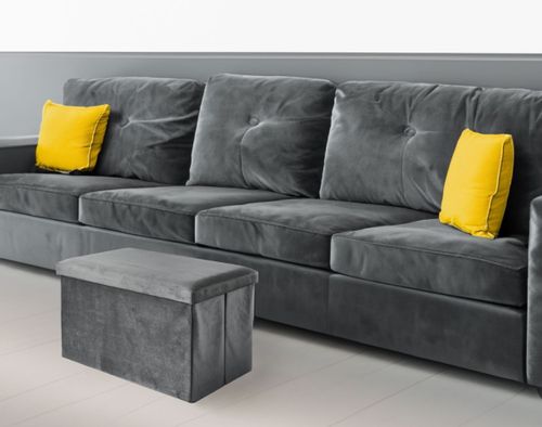 Pufa składana welurowa DIEGO grafitowy VELVET rozmiar XL na Arena.pl