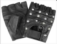 Rękawiczki bez palców skórzane z ćwiekami czarne Mil-Tec