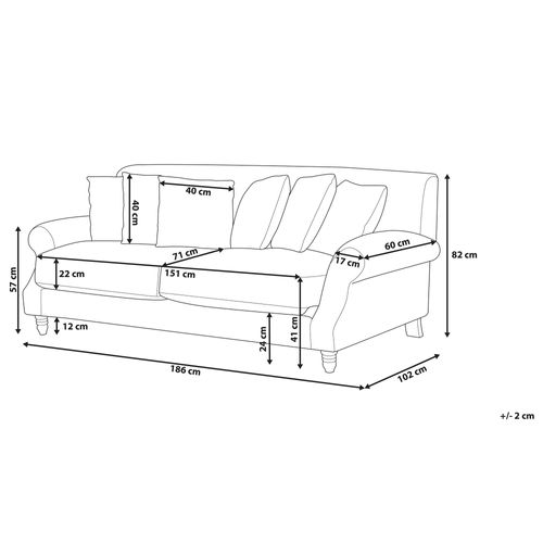 Sofa 3-osobowa welurowa szara EIKE na Arena.pl