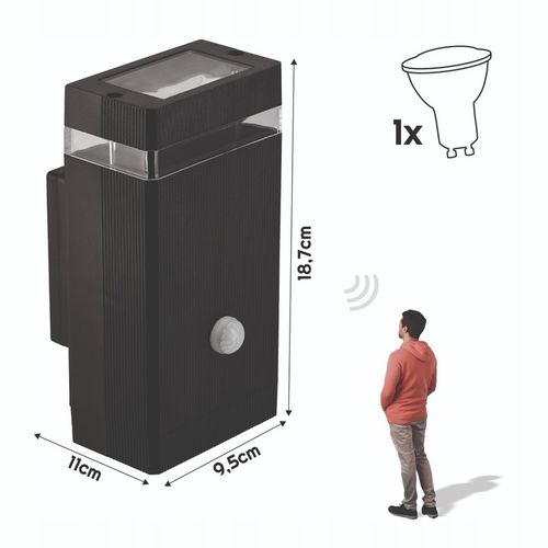 Lampa Elewacyjna Zewnętrzna LED Z Czujnikiem Ruchu i Zmierzchu 1x GU10 PIR na Arena.pl